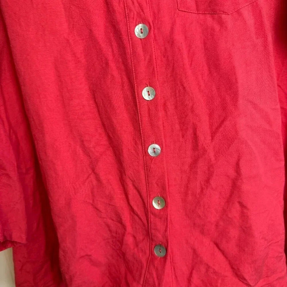 Soft Surroundings Pink Linen Blend Button Front Top Back Zipper small H44 - Picture 3 of 6